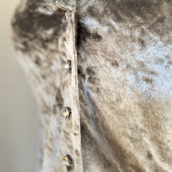 Silver velvet with fur collar light e weight jacket - Picture 3 of 3